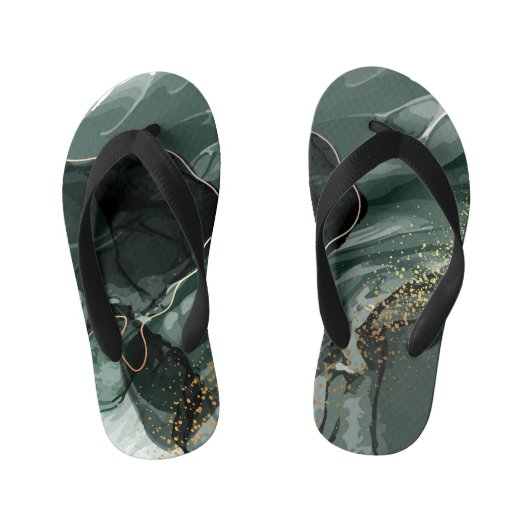 Smaragdgroen en gouden marmer, marmeren achtergron kinder teenslippers (Voetbed)
