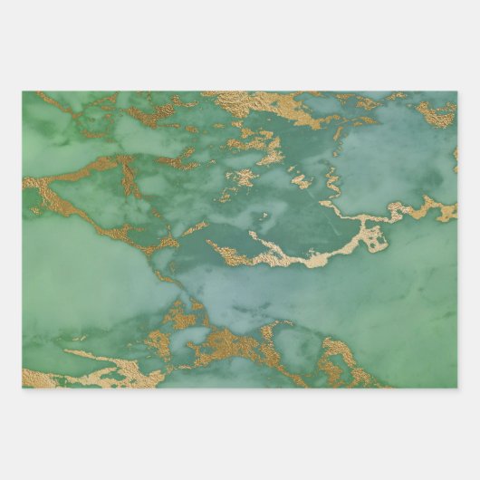 Smaragdgroen en gouden marmeren look inpakpapier vel (Voorkant)