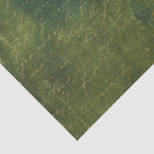 Smaragdgroen en Gouden Script Tissuepapier (Detail)