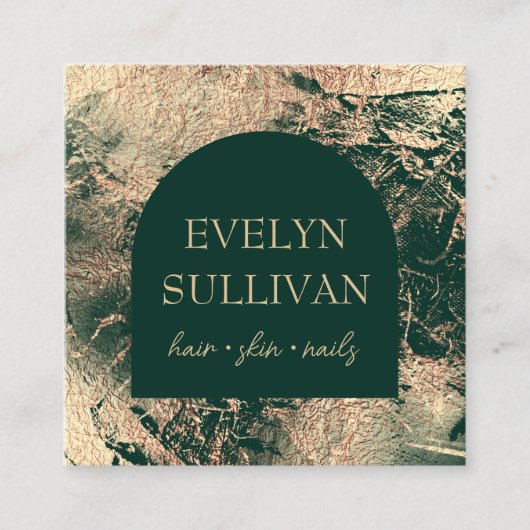 Smaragdgroen en gouden textuur visitekaartje (Voorkant)