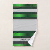 Smaragdgroen en grijs geometrische strepen Naam Bad Handdoek (Handdoek)