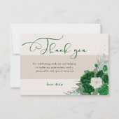 Smaragdgroen en Ivoor Rozen Elegante Kalligrafie Bedankkaart (Voorkant)