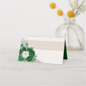 Smaragdgroen en Ivoor Rozen met Naam Panel Plaatskaartje (Voorkant)