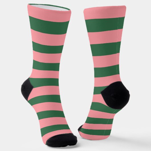 Smaragdgroen En Roze Gestreepte Sokken (Gebogen)