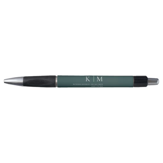 Smaragdgroen en wit-bruiloft- pen (Voorkant)