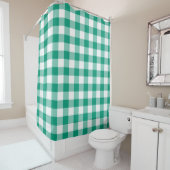 Smaragdgroen en wit geruit gingham patroon douchegordijn (In situ)