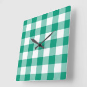 Smaragdgroen En Wit Geruit Gingham Patroon Vierkante Klok (Hoek)