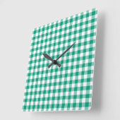 Smaragdgroen En Wit Geruit Gingham Vierkante Klok (Hoek)