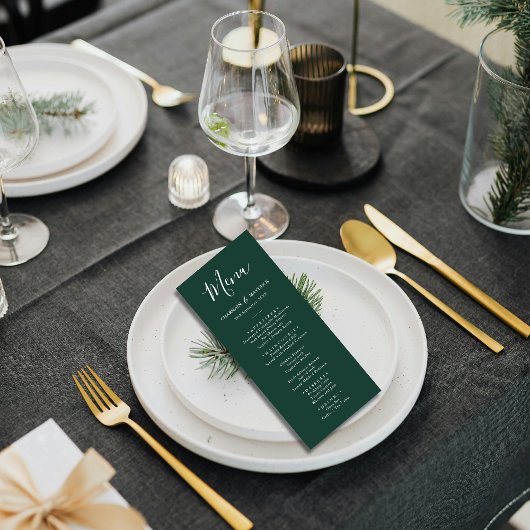 Smaragdgroen en wit huwelijksmenu menu