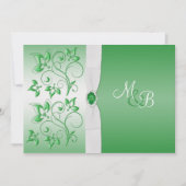 Smaragdgroen en wit II Monogram Uitnodigen Kaart (Voorkant)