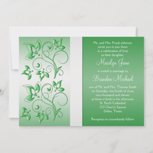 Smaragdgroen en wit II Monogram Uitnodigen Kaart (Achterkant)