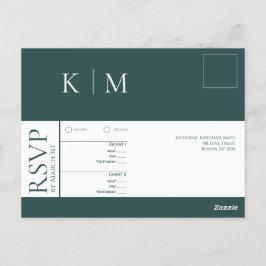 Smaragdgroen en wit-RSVP-Wedding- Briefkaart