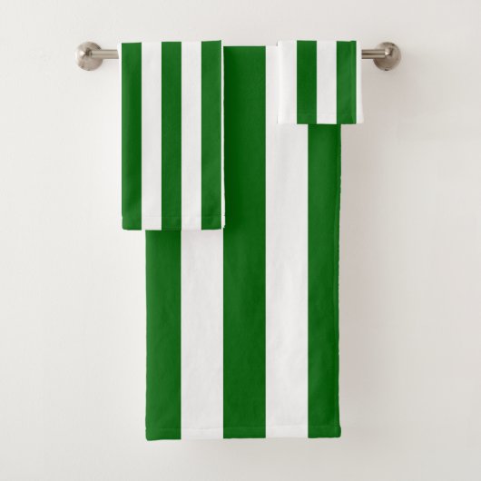Smaragdgroen en witte verticale strepen bad handdoek (Insitu)