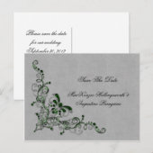 Smaragdgroen en zilver versierde wervelingen redde aankondigingskaart (Voorkant / Achterkant)