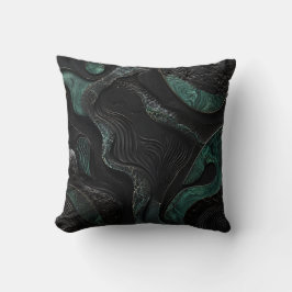 Smaragdgroen en zwart abstract luxe donkere thuis kussen