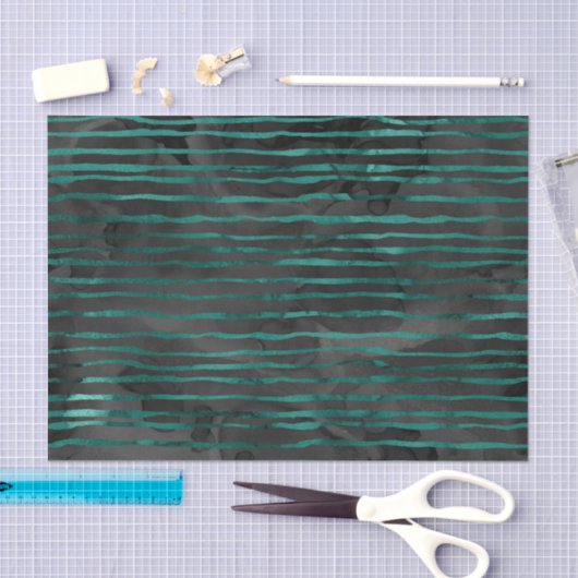 Smaragdgroen en zwart gestreept patroon tissuepapier (Craft)