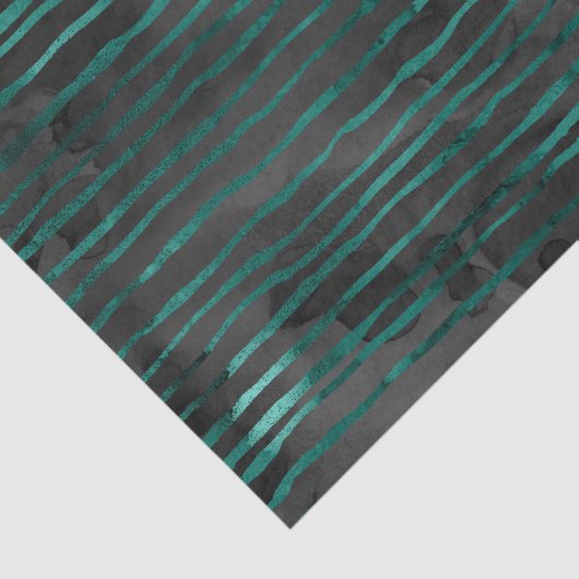 Smaragdgroen en zwart gestreept patroon tissuepapier (Detail)