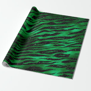 Smaragdgroen en zwart glam dierprint cadeaupapier