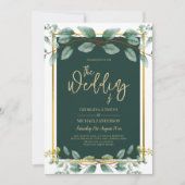 Smaragdgroen Eucalyptus Goud Bloem Wit Kaart (Voorkant)