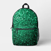 Smaragdgroen faux glitter fonkelt en zwart bedrukte rugzak (Voorkant)