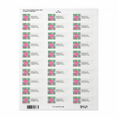 Smaragdgroen Felroze Wit Preppy Madras Monogram Etiket (Full Sheet)