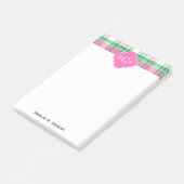 Smaragdgroen Felroze Wit Preppy Madras Monogram Post-it® Notes (Schuin)