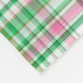 Smaragdgroen Felroze Witte Preppy Madras Monogram Fleece Deken (Hoek)