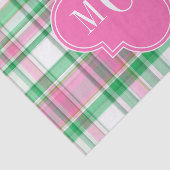 Smaragdgroen Felroze Witte Preppy Madras Monogram Tissuepapier (Detail)