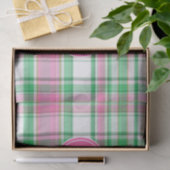 Smaragdgroen Felroze Witte Preppy Madras Monogram Tissuepapier (Geschenk)
