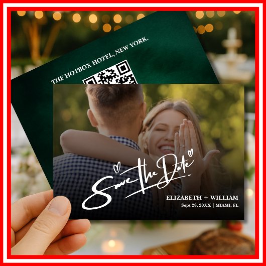 Smaragdgroen | Foto QR Bewaar datum Save The Date