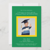 Smaragdgroen Geel Wit Hoogste School Foto Grad Aankondiging (Achterkant)