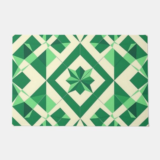 Smaragdgroen geometrisch sterrenpatroon deurmat (Voorkant)