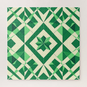Smaragdgroen geometrisch sterrenpatroon legpuzzel