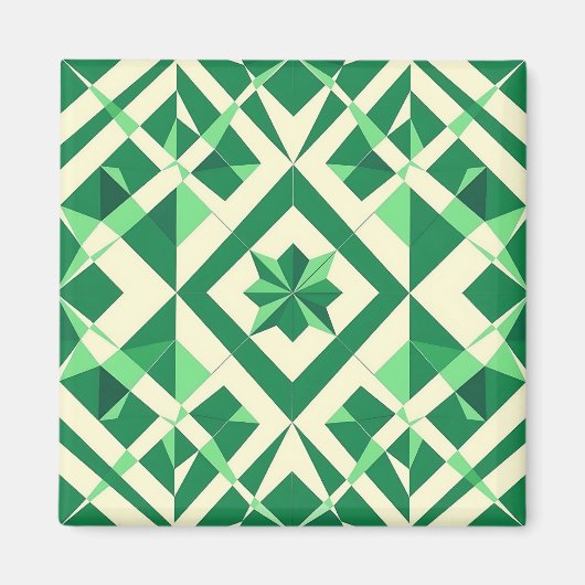 Smaragdgroen geometrisch sterrenpatroon magneet (Voorkant)