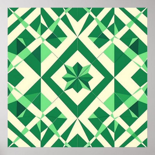Smaragdgroen geometrisch sterrenpatroon poster (Voorkant)