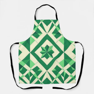 Smaragdgroen geometrisch sterrenpatroon schort