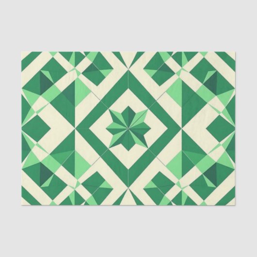 Smaragdgroen geometrisch sterrenpatroon tissuepapier (Voorkant)