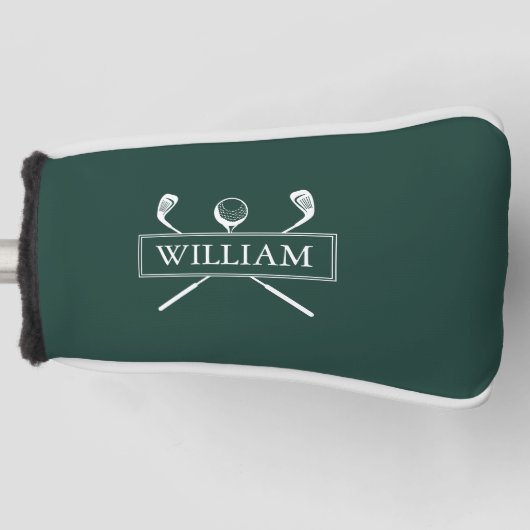 Smaragdgroen gepersonaliseerde naam clubs en bal golfheadcover (Voorkant)