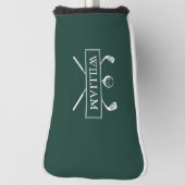 Smaragdgroen gepersonaliseerde naam clubs en bal golfheadcover (Draai 90)