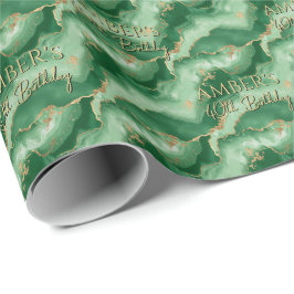 Smaragdgroen Goud Abstract Marmer Design Cadeaupapier