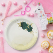 Smaragdgroen goud bloemenbruiloft papieren bordje (Feest)