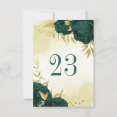 Smaragdgroen goud bloementafelnummer kaart (Voorkant)