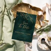 Smaragdgroen & Goud Botanische Elegante Foto Save The Date