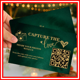Smaragdgroen & Goud Capture The Love QR Huwelijk Informatiekaartje