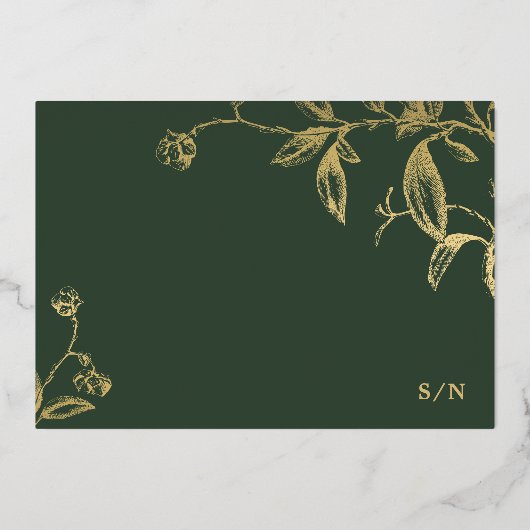 Smaragdgroen goud elegante bruiloft sparen de datu folie uitnodiging (Achterkant)