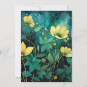 Smaragdgroen, Goud en Zwart Bloemen Bruiloft Kaart (Achterkant)