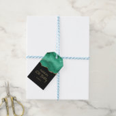 Smaragdgroen Goud Glitter Waterverf Marmer Cadeaulabel (Met Touw)