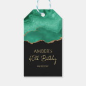 Smaragdgroen Goud Glitter Waterverf Marmer Cadeaulabel (Voorkant)