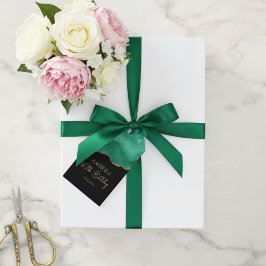 Smaragdgroen Goud Glitter Waterverf Marmer Cadeaulabel