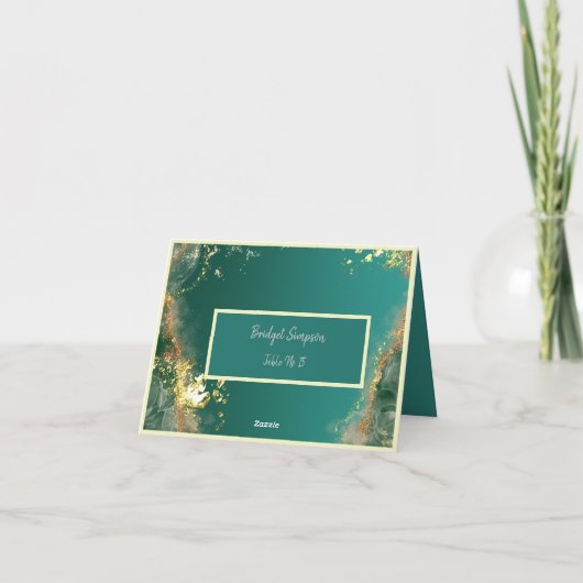 Smaragdgroen goud juweel tinten gast zitkaart bedankkaart (Achterkant)